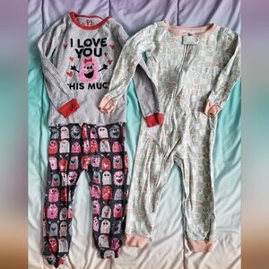 Kids Monster Print One Piece Pajamas